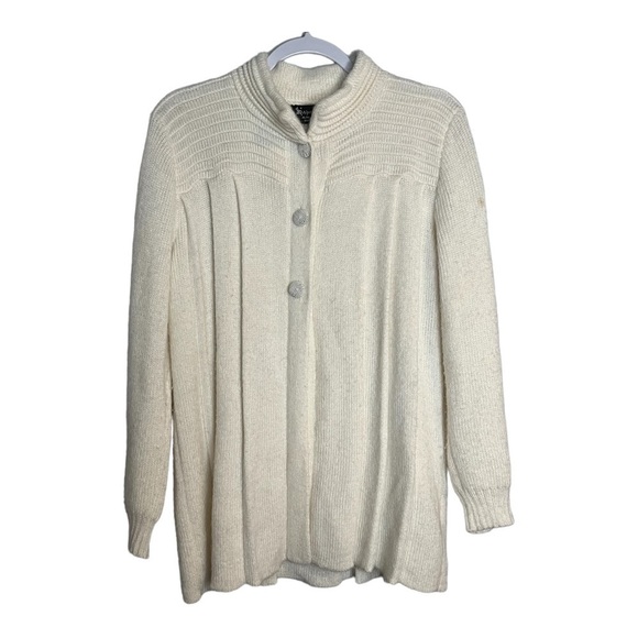 Alpacaware White cardigan sweater Button Down peruvian One Size FLAWED. - Picture 1 of 6